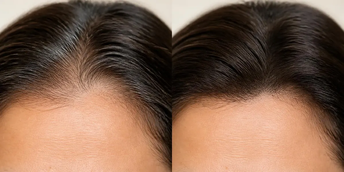 Antes y después: nacimiento del pelo parejo, sin canas a la vista