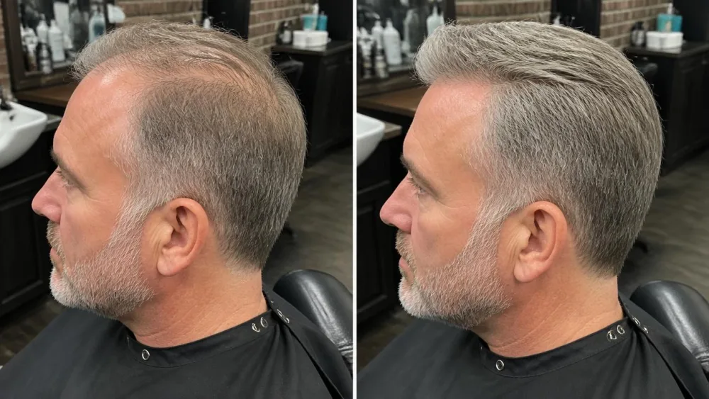 Antes y después de perfil con FIBRA tono gris